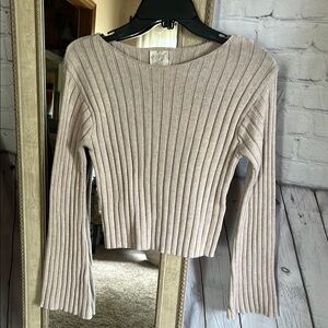 Light khaki Ribbed Knit Sweater